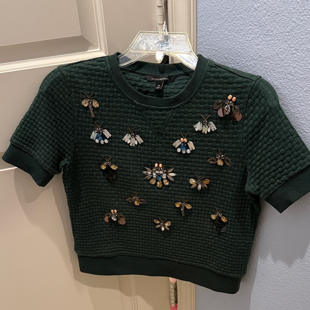 Banana Republic Dark Green Kids Tee with Insect Embellishments